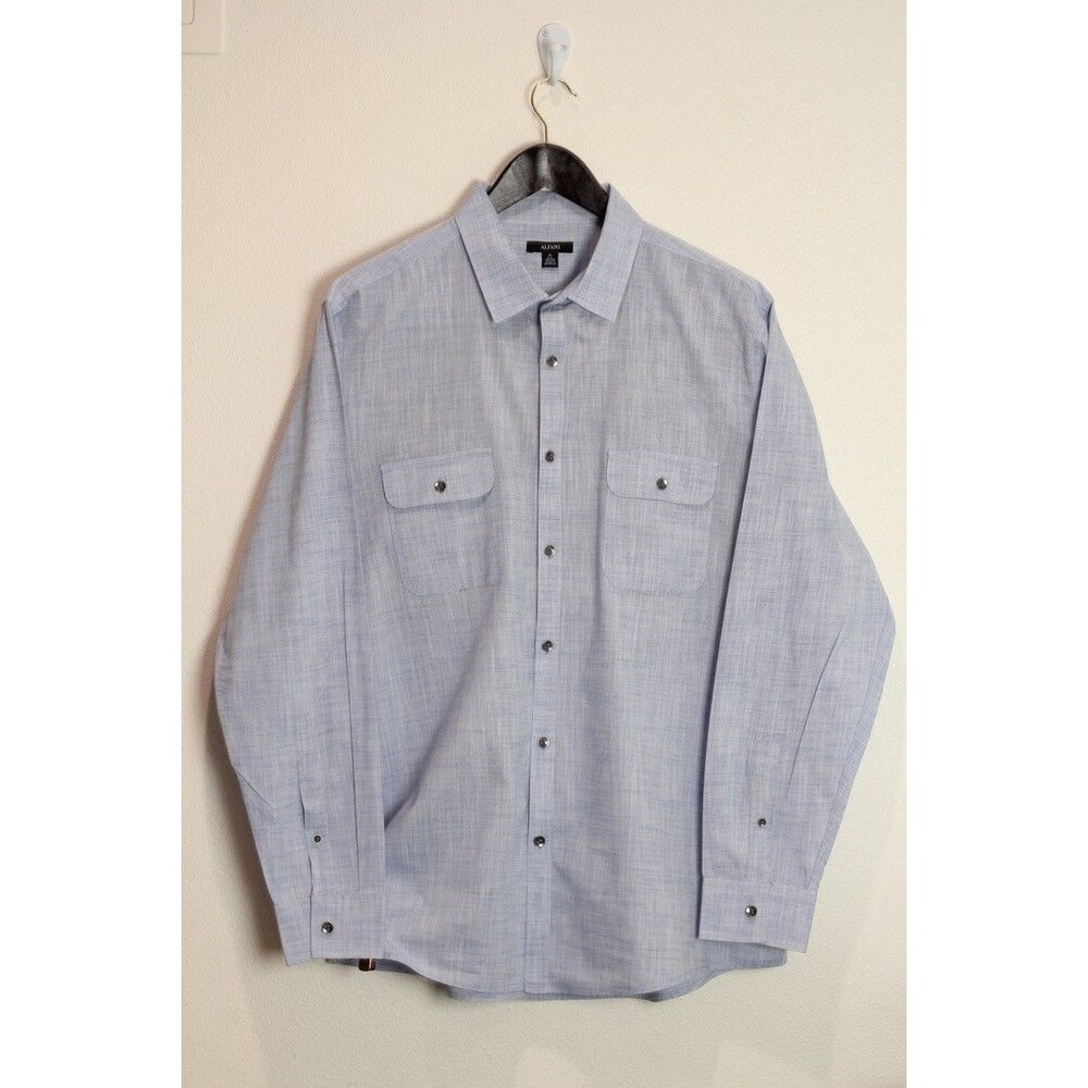Alfani Shirt men's cotton size XL Light Blue Indigo 100% Cotton long Sleeve